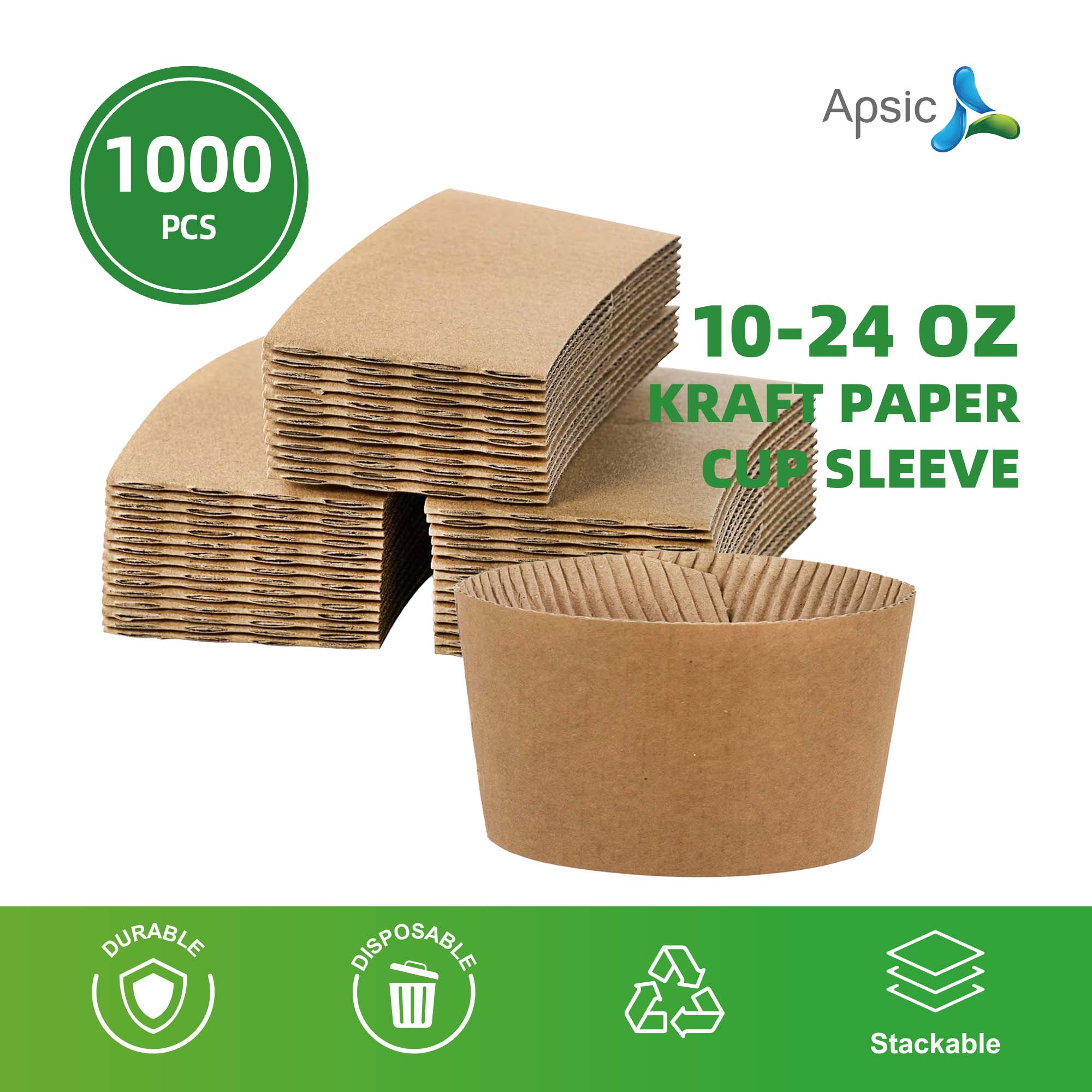 10–24 OZ Kraft Paper Cup Sleeve – Heat Protection Sleeve for Coffee & Milk  Tea Cups