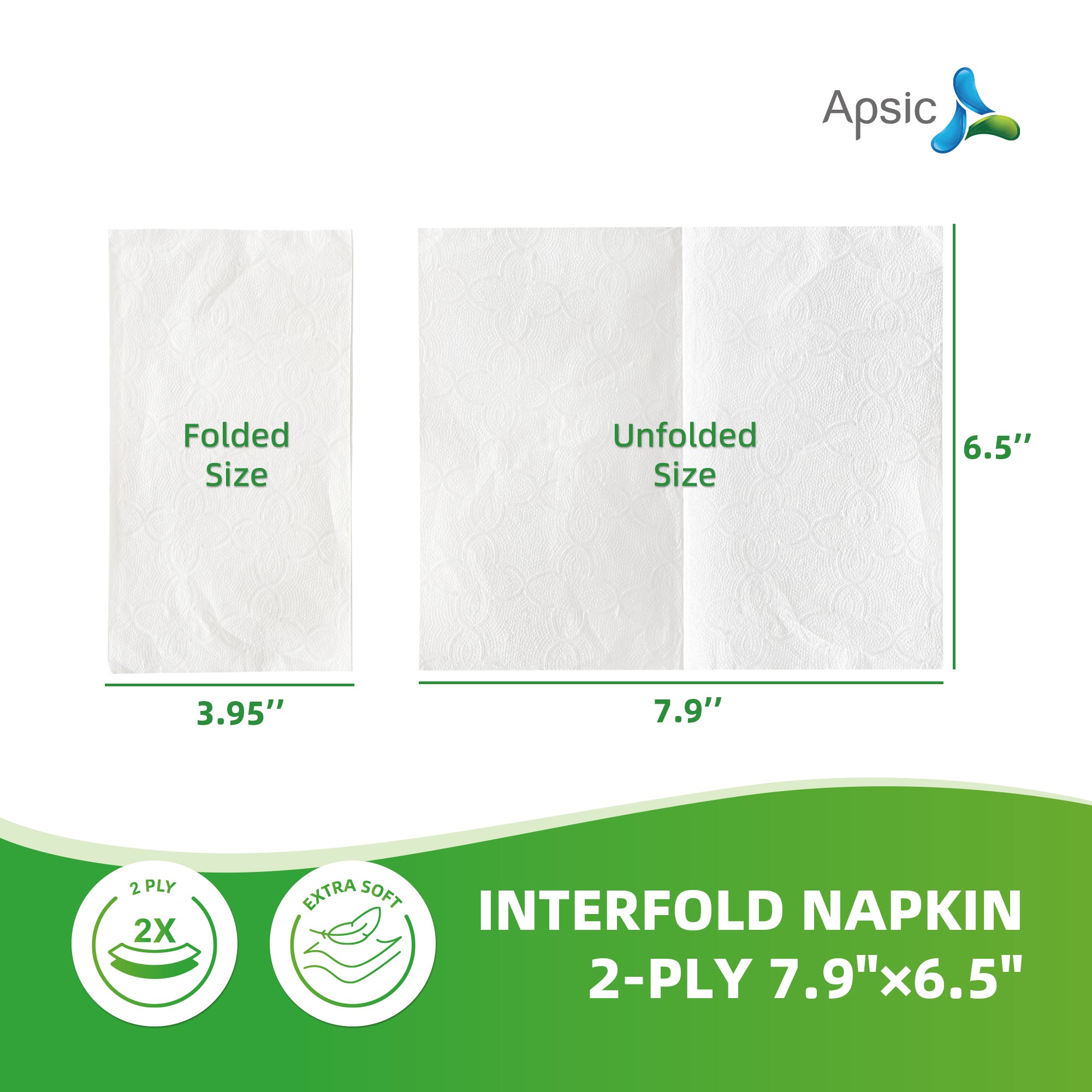 White Interfold Napkin 2-Ply 7.9"×6.5"