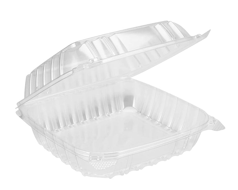 8" x 8" x 2" Clear Hinged Plastic Clamshell - Take out Containers 250pcs