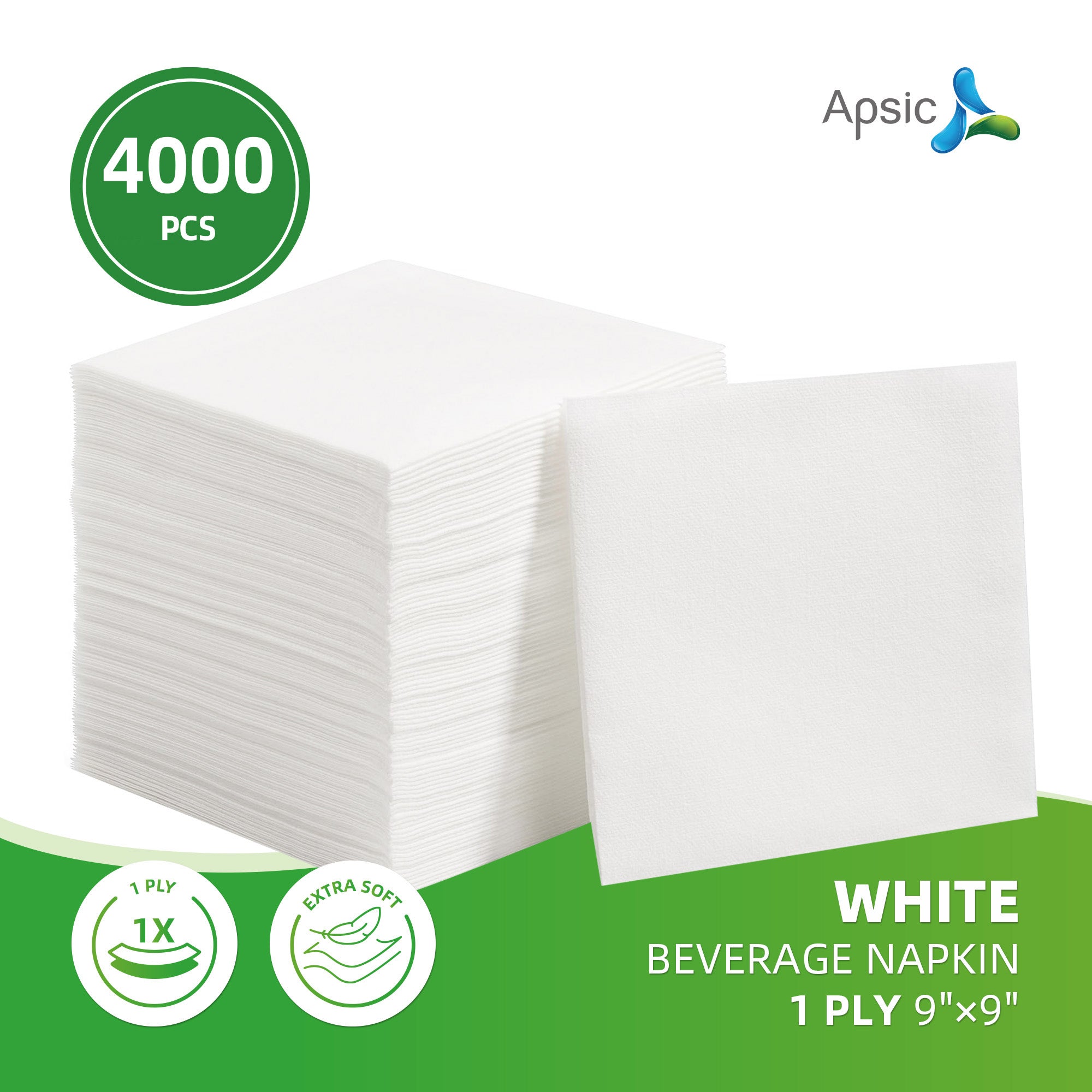 White Beverage Napkin 1-Ply