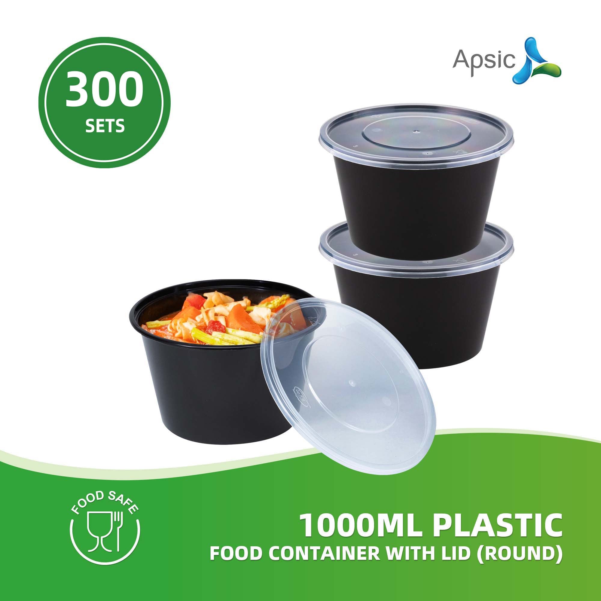 1000 PLASTIC FOOD CONTAINER WITH LID (ROUND)