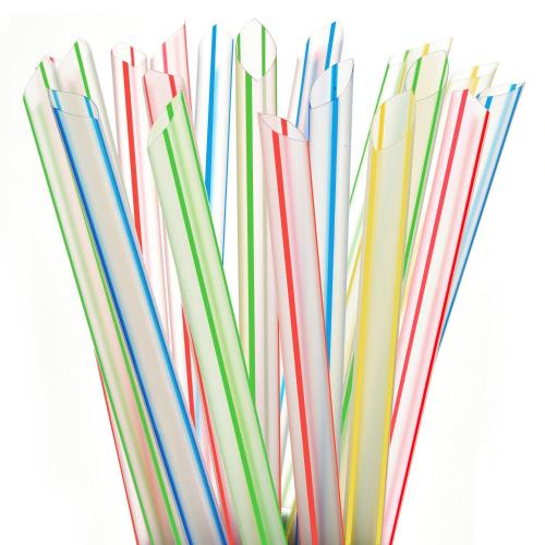 Large File Straw Large Plastic Straw (Stripe) – Wide Boba Straw for Milk Tea & Smoothies ...